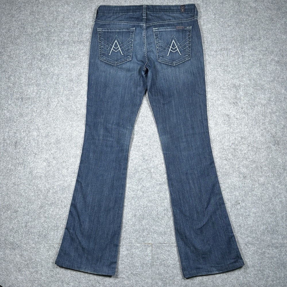 7 FOR ALL MANKIND "A" Pocket Jeans Womens Size 27 30x32 Flared Washed‎ y2k Denim